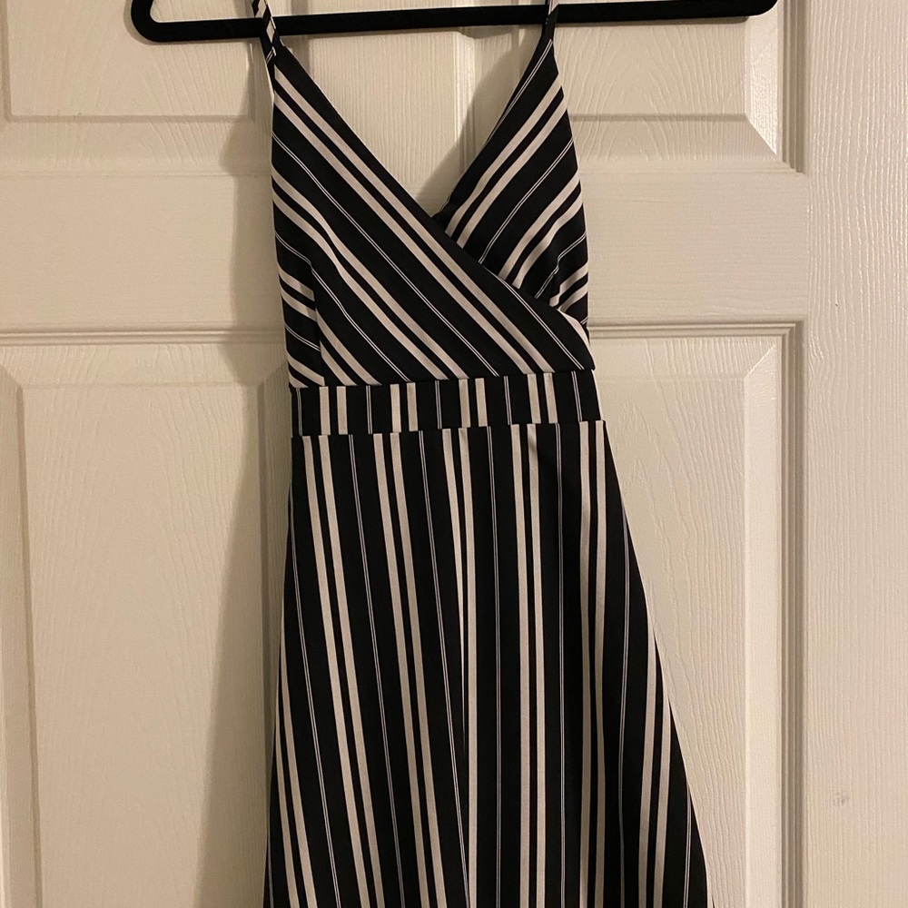 Boutique black and white striped dress